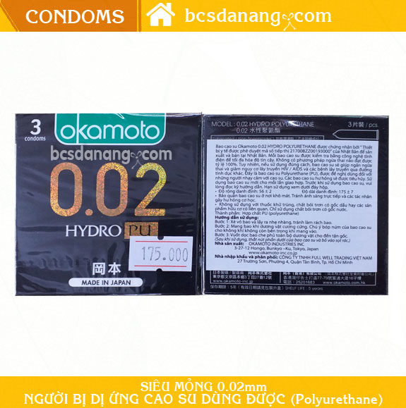 Bao Cao Su Siêu Mỏng Okamoto 0.02 HYDRO PU