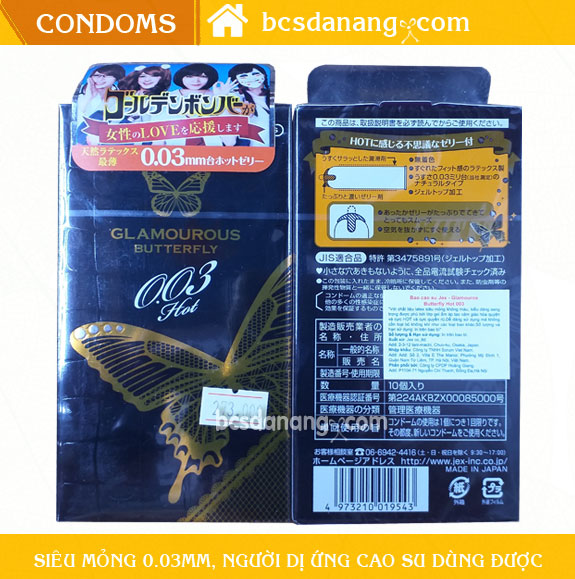 Bao Cao Su Kéo Dài Thời Gian Jex Glamourous Butterfly Hot 0.03