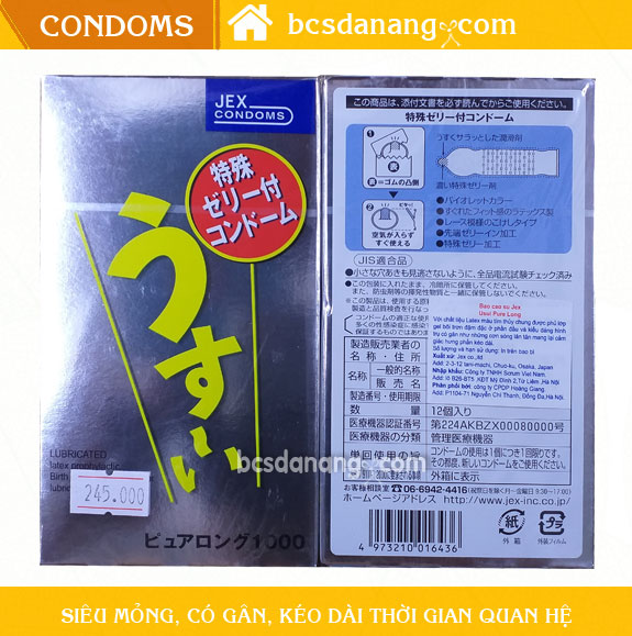 Bao Cao Su Kéo Dài Thời Gian Jex Usui Pure long 12 Cái